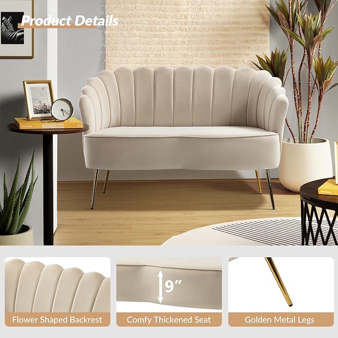 HULALA HOME Modern Velvet Loveseat Sofa - Image 4
