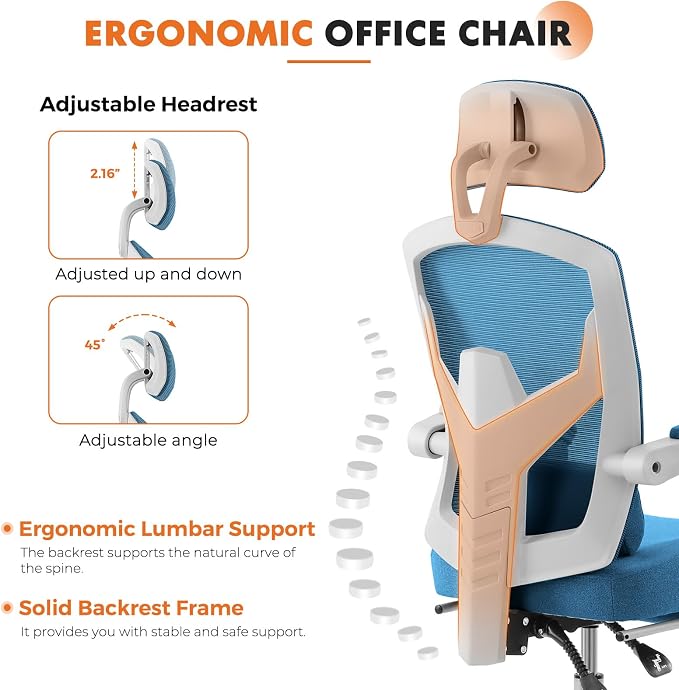 Sweetcrispy Office Computer Desk Chair Set of 2, Ergonomic High-Back Mesh - Image 5