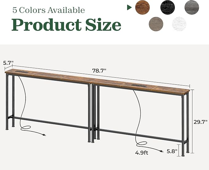 SUPERJARE 78.8 inch Narrow Console Table - Image 3