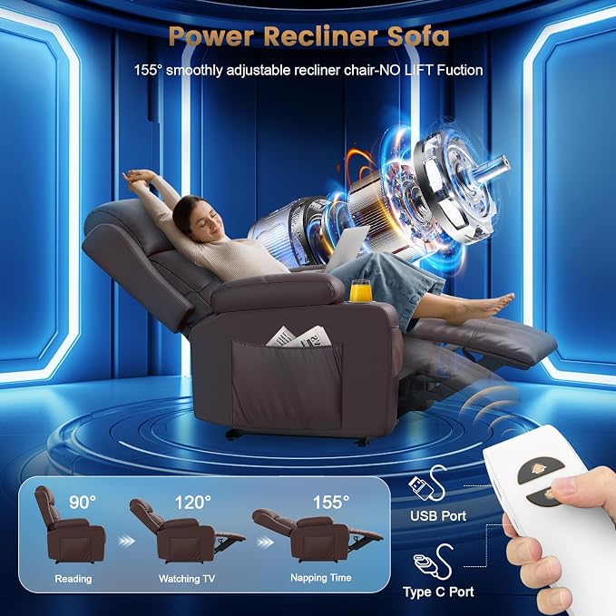Home Theater Seating Power Recliner Chair, Massage Reclining Sofa - Image 5