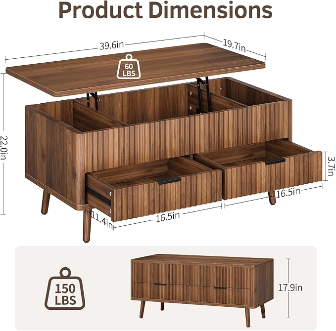 Lift Top Coffee Table with Storage - Image 2