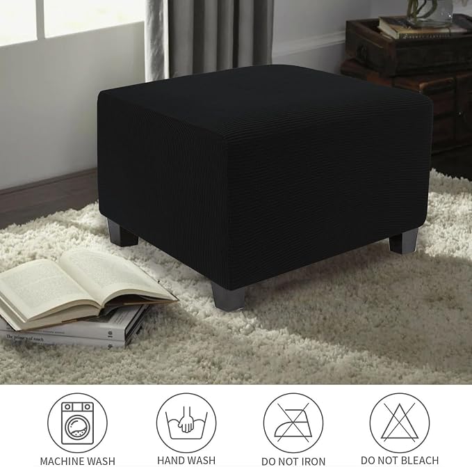 NeColorLife Stretch Ottoman Cover Square Soft Knitted Jacquard Washable Thick - Image 6
