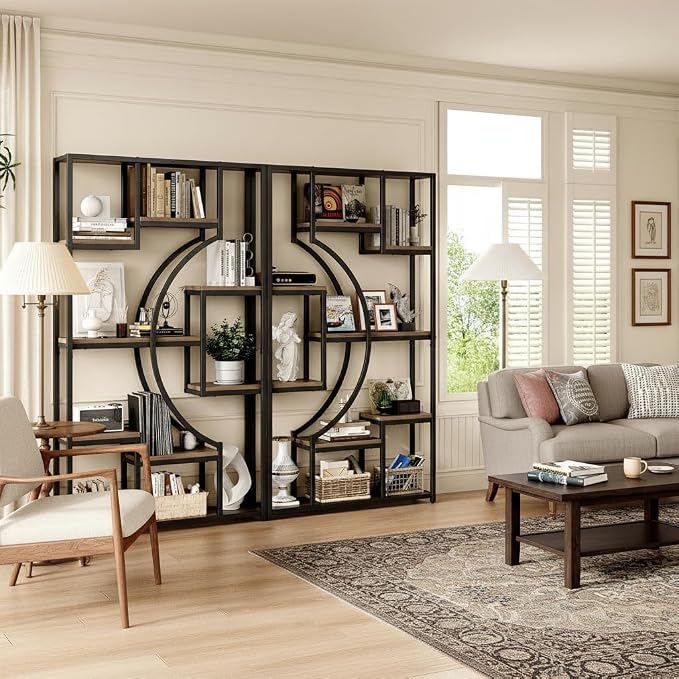 HolliWill 70.8" Tall Bookshelf Set of 2, Etagere Bookcase - Image 9