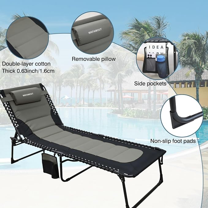 Oversized Padded Outdoor Folding Lounge Chair - Image 4