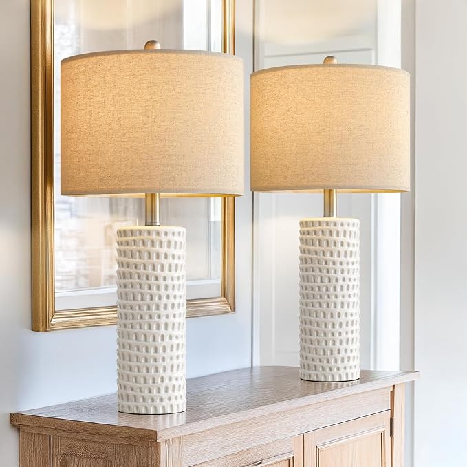 PORTRES 24" Farmhouse Ceramic Table Lamp Set of 2 - Image 6