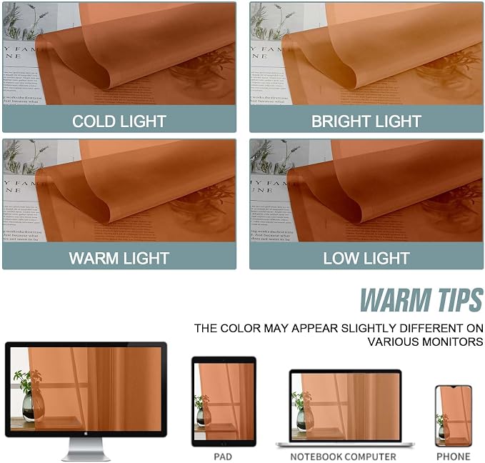 Orange Valances for Windows 14 inch Length 2 Panels Set, Small Voile Sheer - Image 7