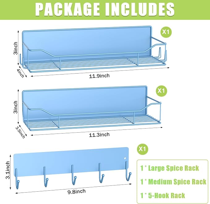 Magnetic Spice Rack for Refrigerator, 3 Pack Metal Magnet Spice Organizer Shelf - Image 2
