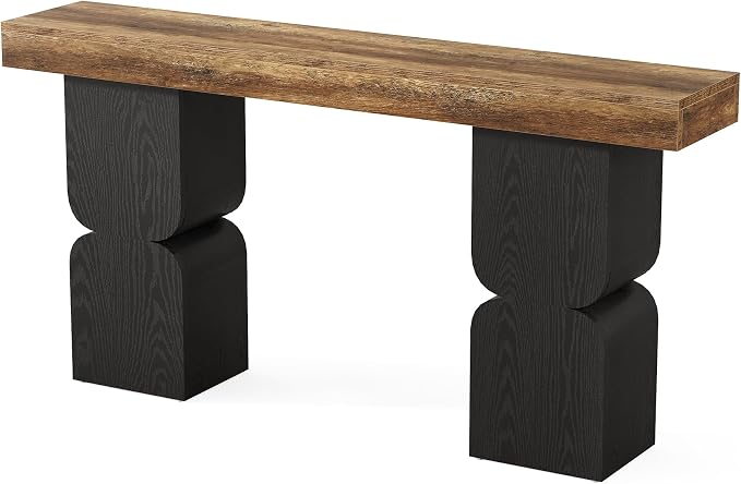 63-Inch Console Table, Heavy-Duty Look, Behind Couch Sofa Table, Color Blocking - Image 7