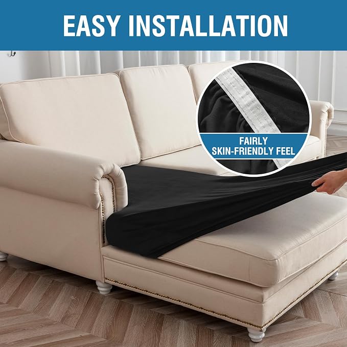 Couch Cover 6-Piece Elastic Velvet Couch Cushion Covers & Chaise Slipcovers - Image 7