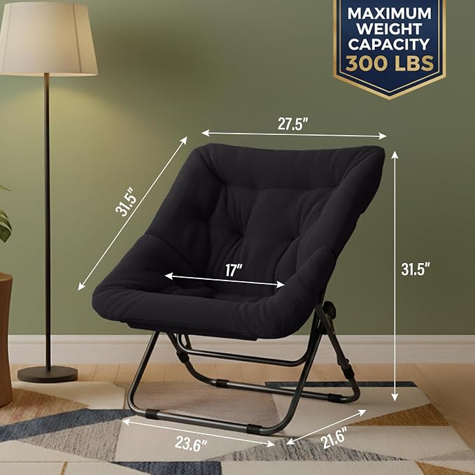 Tiita Comfy Folded Chair, Soft Faux Fur Oversized Folding Accent Chair - Image 3