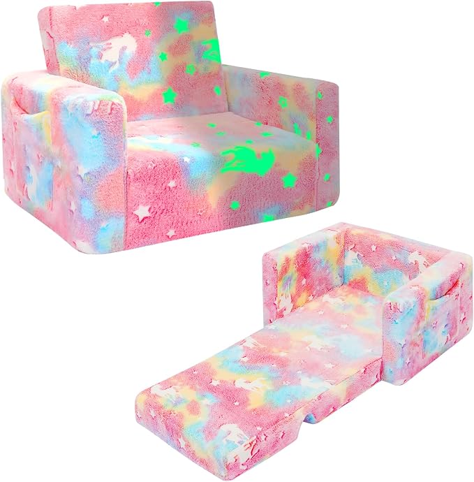 SLIGUY Kids Couch, Toddler Chair, Fold Out Kids Sofa Chair, Convertible Sofa to by SLIGUY
