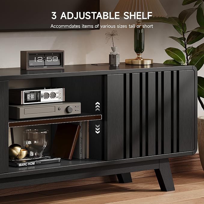 ONBRILL 63-Inch TV Stand for TVs up to 75 Inch, Mid-Century Modern Television - Image 4