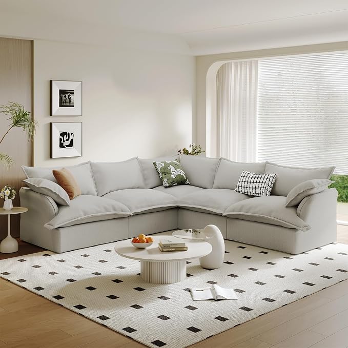 5 Seat V Shape Modular Sectional Couch Sofa by Gtilzria