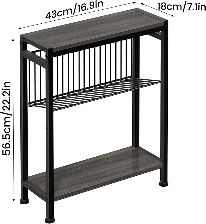 End Table Set of 2 for Small Space, 3-Tier Narrow Side Table - Image 3