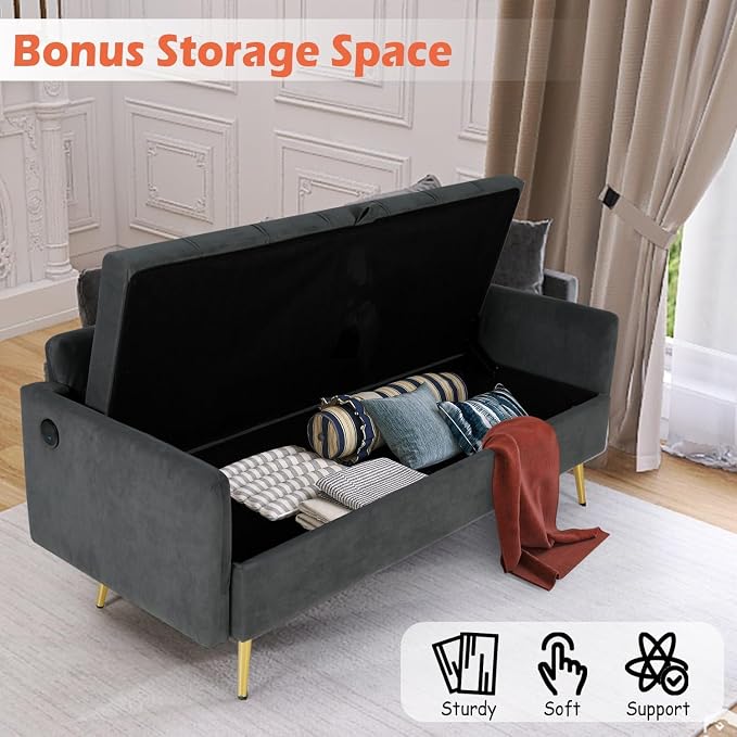LINLUX Grey Fabric 60" W Couch - Image 4