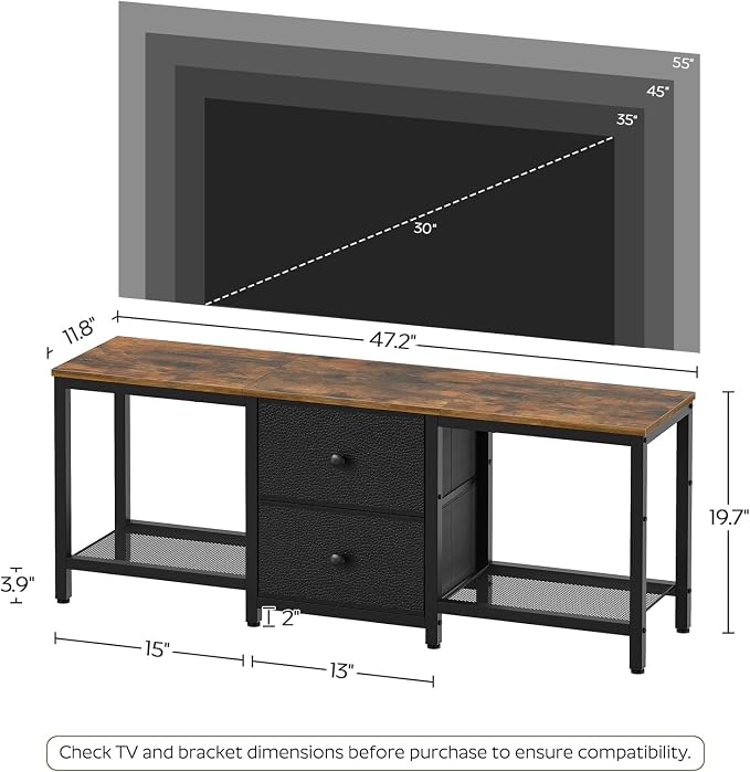YATINEY TV Stand for TVs up to 55", Entertainment Center - Image 7