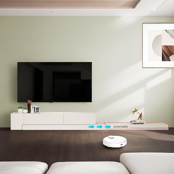 Retractable TV Stand, Solid Wood Minimalist TV Shelf, Mid-Century TV Console - Image 3