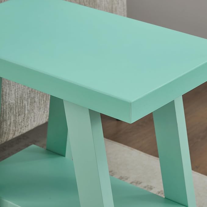 Roundhill Furniture Athens Contemporary Wood Shelf Side Table in Teal - Image 5