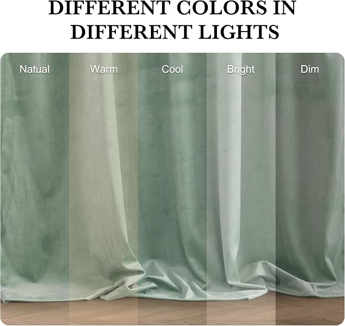 RYB HOME Auqa Velvet Curtains 84 inches Long, Room Darkening, Floor-Length - Image 6