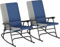 Outsunny Folding Outdoor Rocking Chairs Set of 2, Oversized Outdoor Rocking by Outsunny