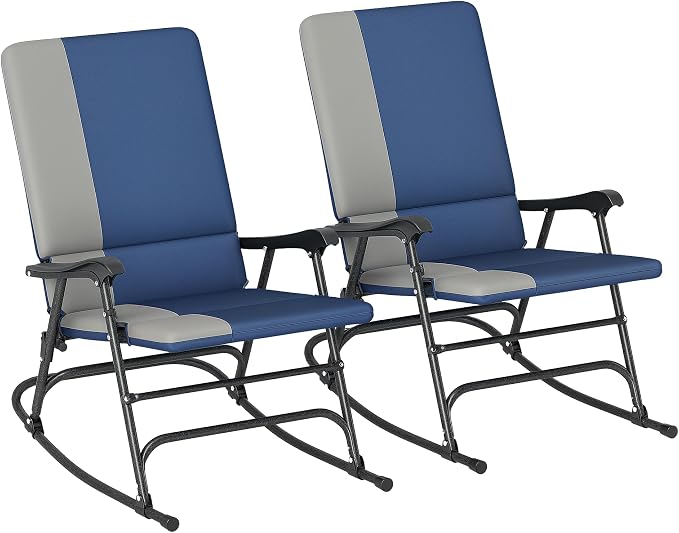 Outsunny Folding Outdoor Rocking Chairs Set of 2, Oversized Outdoor Rocking by Outsunny