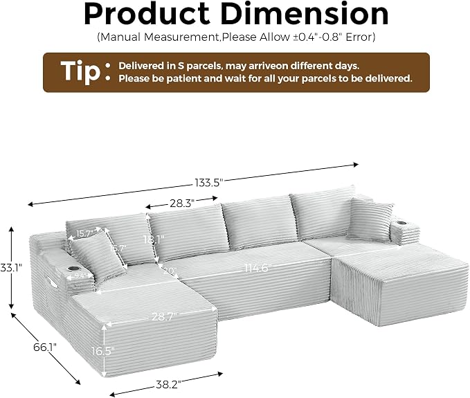 133" Oversized Cloud Boneless Sofa Couch - Image 2