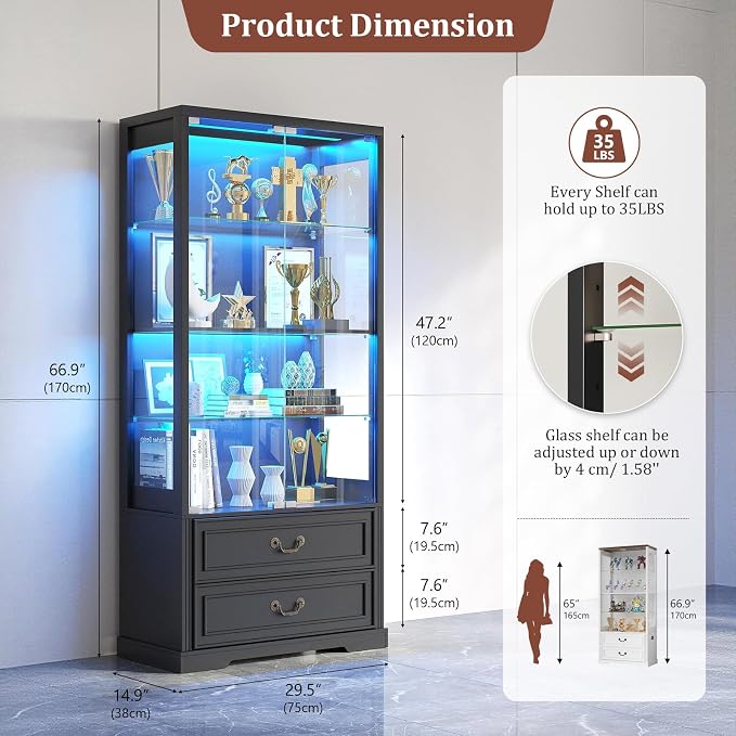 TAGELIER Glass Display Cabinet - Image 2