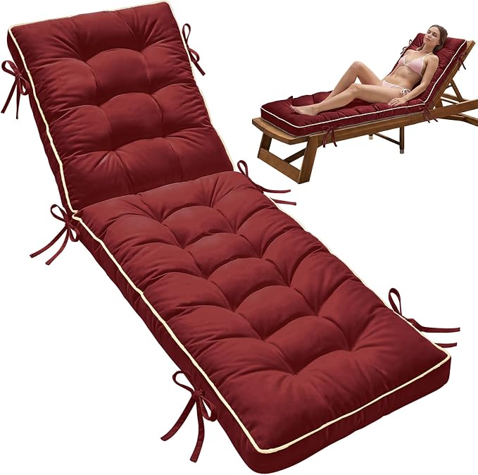 72x21 Inch Folding Chaise Lounge Cushion Quick Dry by AMCATON