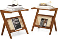 Giantex Rattan Side Table, Boho Nightstand by Giantex