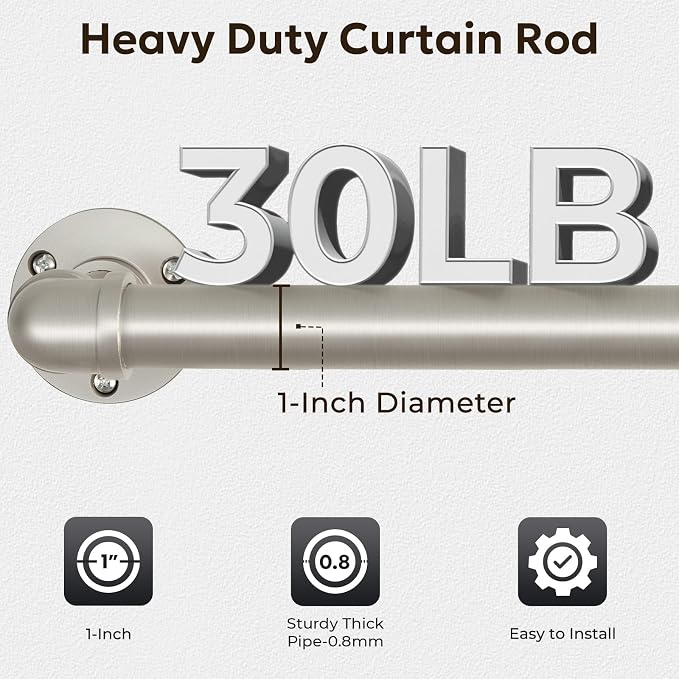 Zeerobee Curtain Rods for Windows 32 to 72, 1 Inch Industrial Wrap Around - Image 4