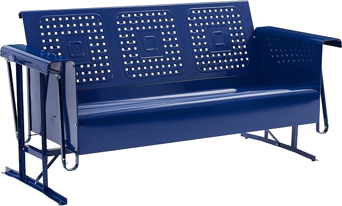 Crosley Furniture Bates Retro Metal Outdoor Sofa Glider, 3-Person Rocking Patio by CrosleyFurniture