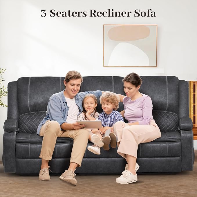 Yolsali 3-Seater Recliner Sofa, Manual Reclining Couch - Image 9