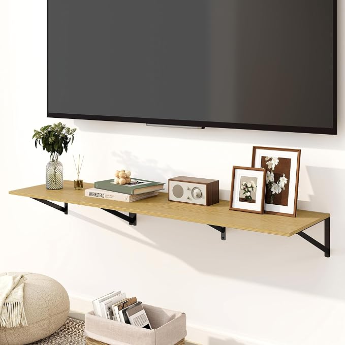 Fun Memories Floating Shelves for Wall, 12 Inch Deep Floating Shelves Set of 2 - Image 2