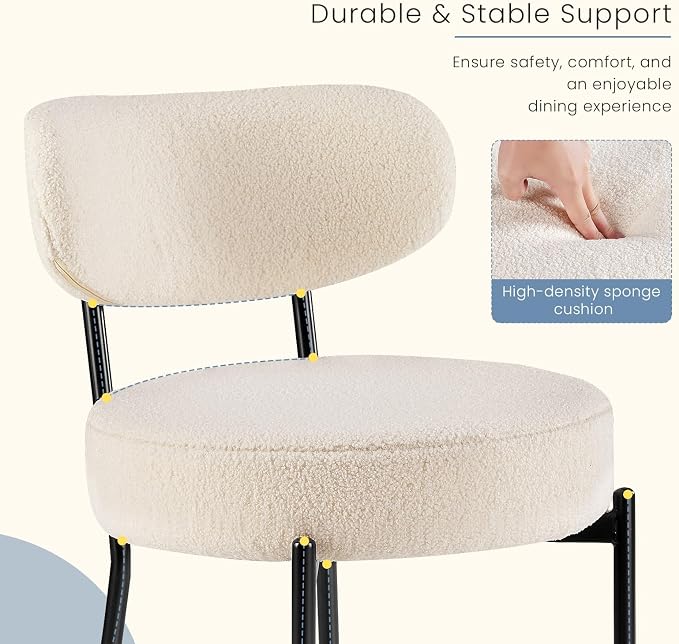 DUMOS Dining Chairs Set of 2, Mid Century Modern Chair Round Upholstered Curved - Image 5