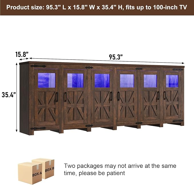 95.3" Large LED Farmhouse TV Stand - Image 2