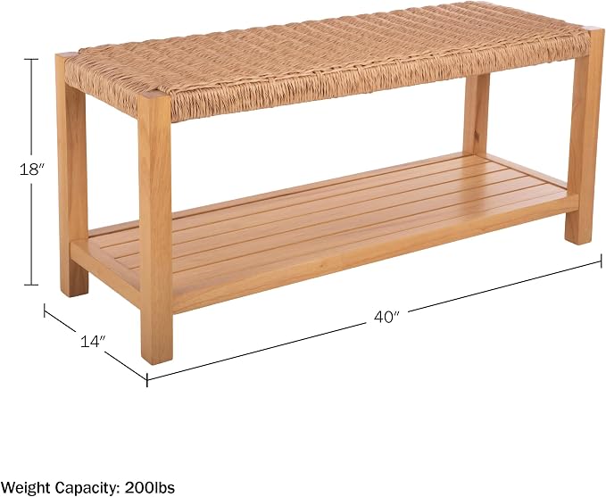 Alaterre Furniture Newport 40 Inch Solid Wood Entryway Bench - Image 3