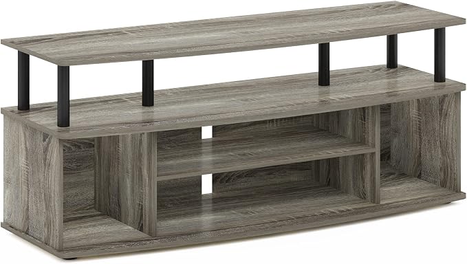 Furinno Jaya Large Entertainment Center Hold up to 55-in TV, French Oak/Black - Image 5