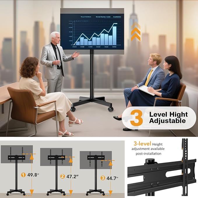 Hemudu Mobile TV Stand for 23-60 Inch LCD LED Flat/Curved Screen TVs, TV Cart - Image 2