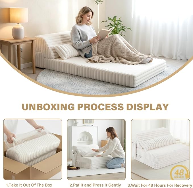 Tiita Folding Sofa Bed Twin Size, Convertible Sleeper Chair Mattress - Image 8