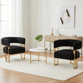 Modern Boucle Barrel Living Room Chairs Set of 2, Sherpa Upholstered Accent by DMFurniture