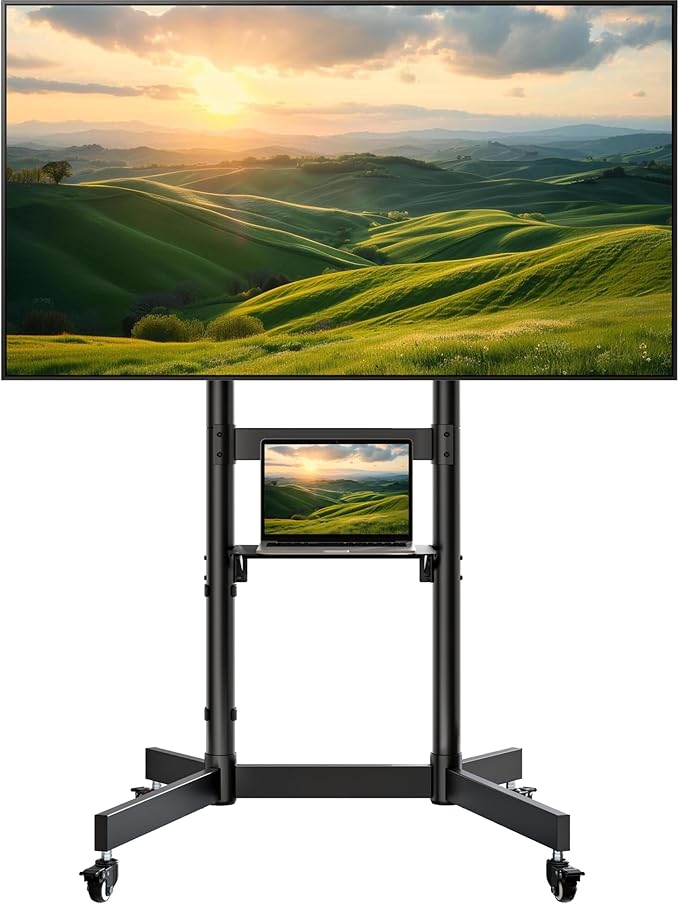 Heavy-Duty Rolling TV Stand for 55–100" Screens — Supports 165 lbs, Stable by ECOTINY