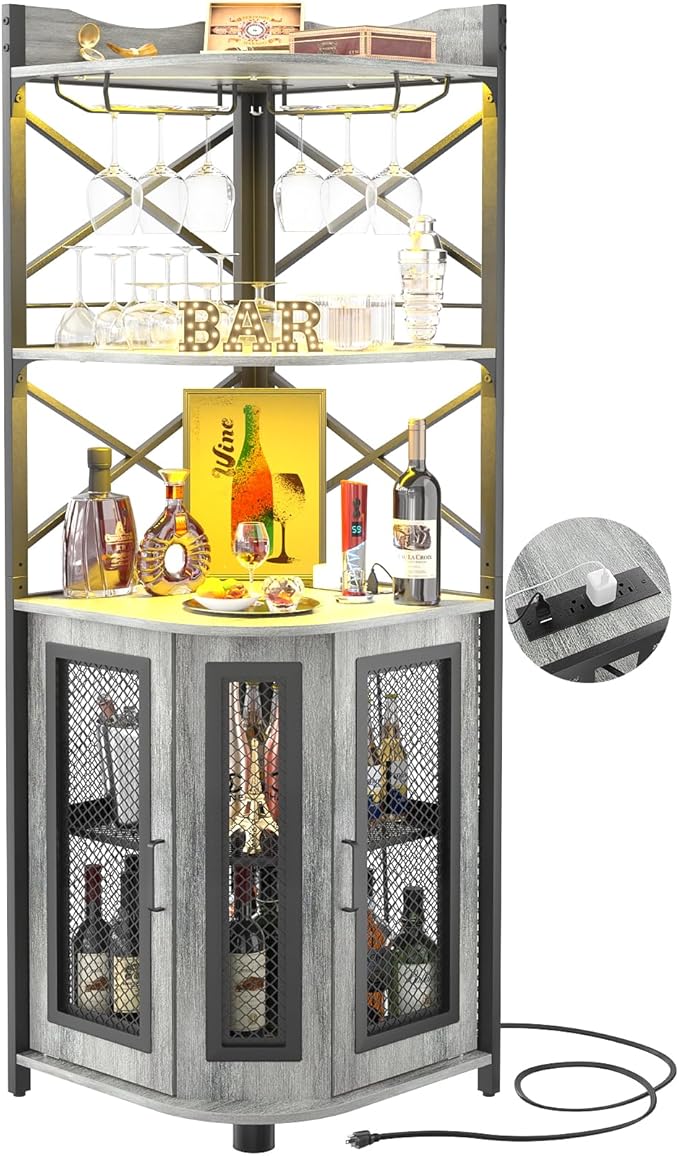 Aheaplus Corner Bar Cabinet by Aheaplus