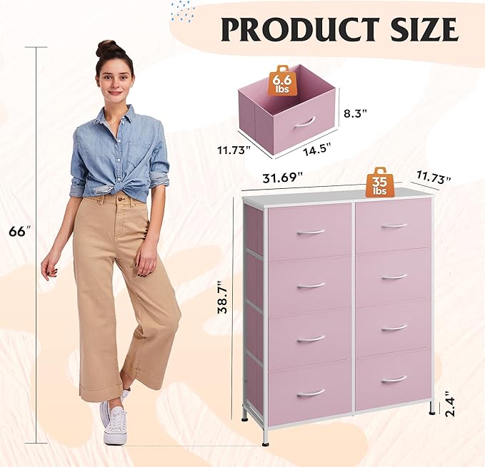 WLIVE Fabric Dresser for Bedroom, Tall Dresser - Image 3