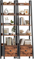 Furologee Bookshelf Set of 2, 6-Tier Ladder Shelf, Ladder Bookshelf by Furologee