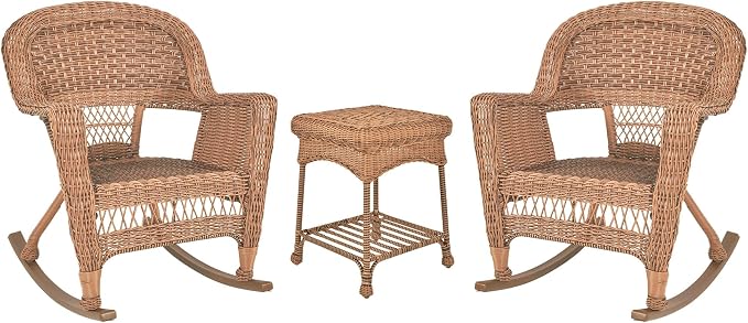 Jeco 3 Piece Rocker Wicker Chair Set by Jeco