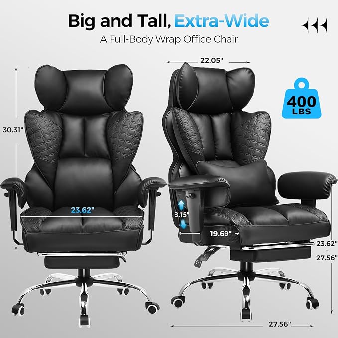 COMHOMA Big and Tall Office Chair Heavy Duty Wide Ergonomic Gaming Chair - Image 2