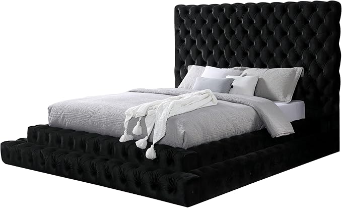 Furniture of America Sable Fabric Upholstered Step Up King-Size Platform Bed by FurnitureofAmerica