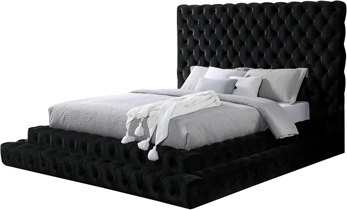Furniture of America Sable Fabric Upholstered Step Up Queen-Size Platform Bed by FurnitureofAmerica