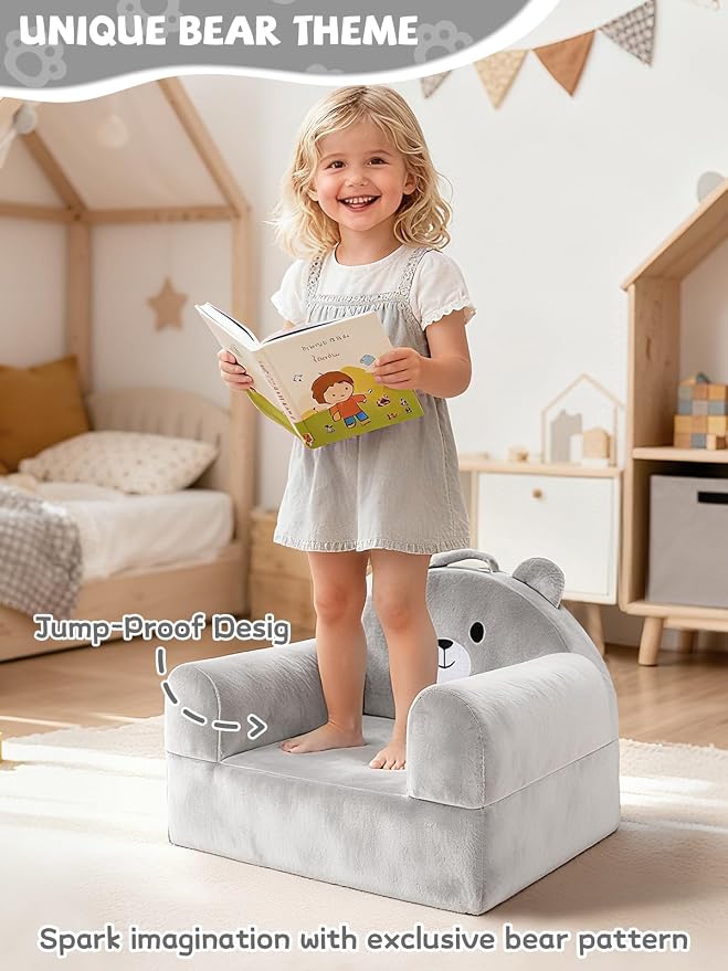 Kids Sofa Chair with Removable Washable Cover & Magic-Tape Backrest Toddler - Image 4
