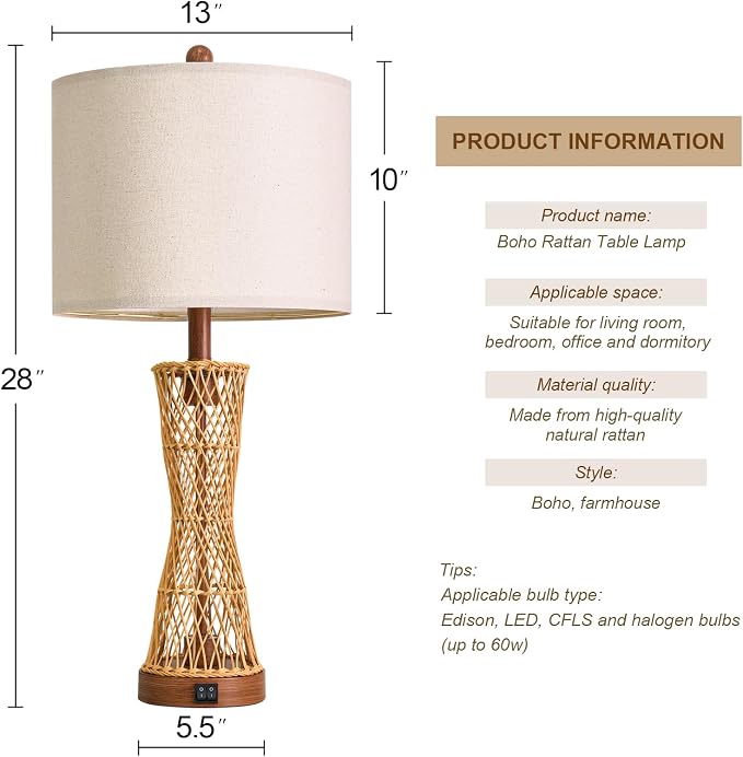 OYEARS 27" Table Lamps Set of 2 - Image 9